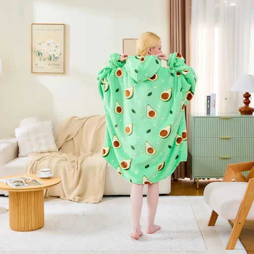 Miniatura 5 de Moinlizy - Sudadera con capucha tipo manta extragrande, portátil con capucha y bolsillo, de grueso sherpa, para mujeres y hombres adultos