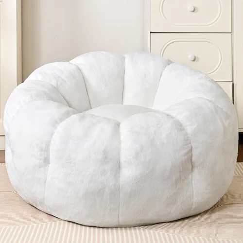 Miniatura 8 de Sillas Puf para Adultos, Silla Puf de Lectura para Adolescentes con Reposabrazos de Pétalos, Cómoda Silla Puf Esponjosa de Piel Sintética