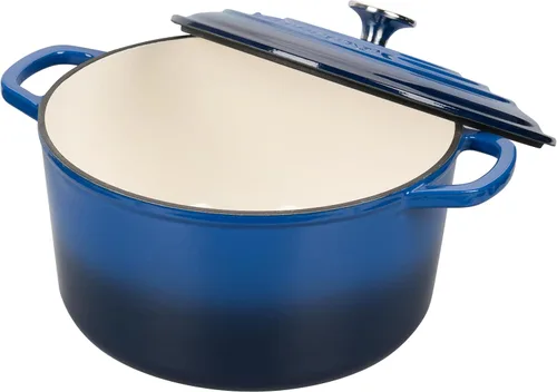 Miniatura 5 de VORRINGARD Olla de horno holandés de hierro fundido esmaltada con tapa, para hornear pan de masa madre, hornos holandeses redondos, 4.5 cuartos