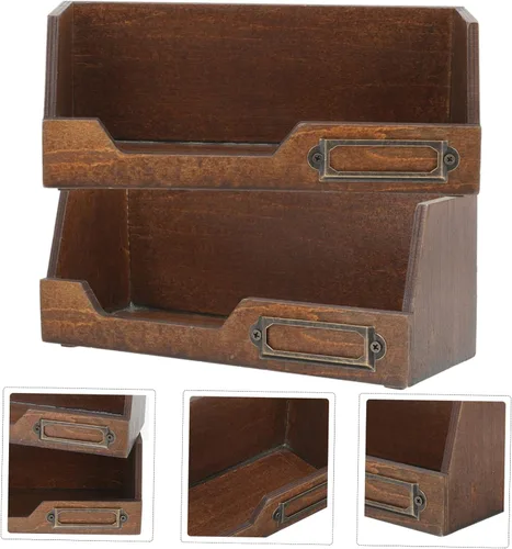 Miniatura 3 de Caja organizadora de joyas de madera clásica Washi Tape Holder 2pc Estuche de almacenamiento de escritorio