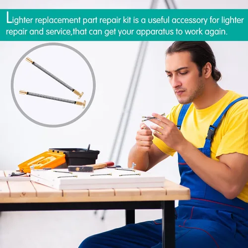 Miniatura 6 de Kit de reparación de repuesto de 10 piezas, cada pieza incluye dedal de resorte y tornillo de base, resorte de tornillo de pedernal para encendedor