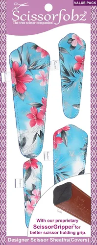 Miniatura 86 de Fundas protectoras para tijeras de diseñador, 4 unidades, tamaño surtido, diseño floral victoriano azul #4-304 Jardín floral victoriano azul