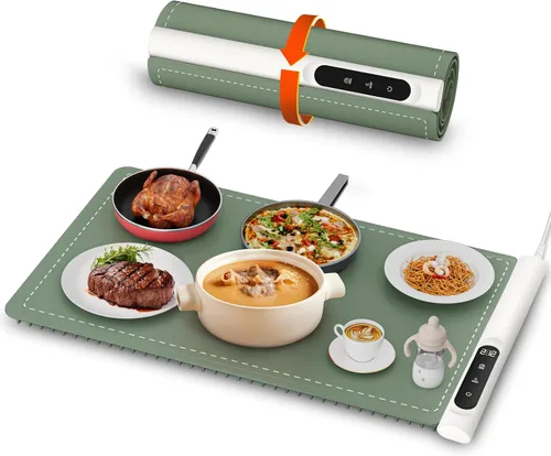 Miniatura 7 de Newise Tapete de calentamiento de grafeno mejorado para alimentos, bandeja de calentamiento eléctrico de calentamiento rápido con 6 ajustes