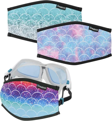 Funda de neopreno para máscara de buceo, correas reflectantes para máscara de buceo, protector de cabello para máscaras de buceo y esnórquel