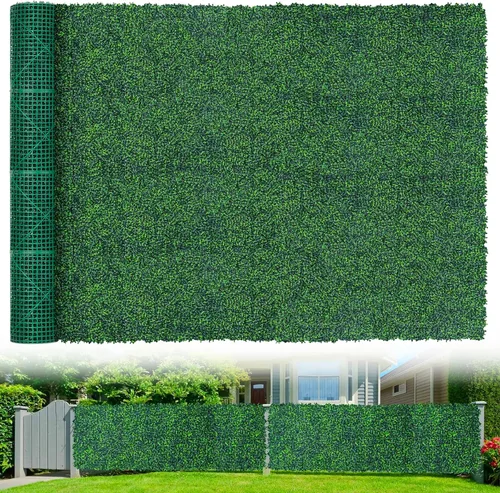 Miniatura 8 de Grooy Paneles de rollo artificiales de madera de boj, 40" x 120" (33.33 pies cuadrados) Pantalla de valla de privacidad con hojas de hiedra