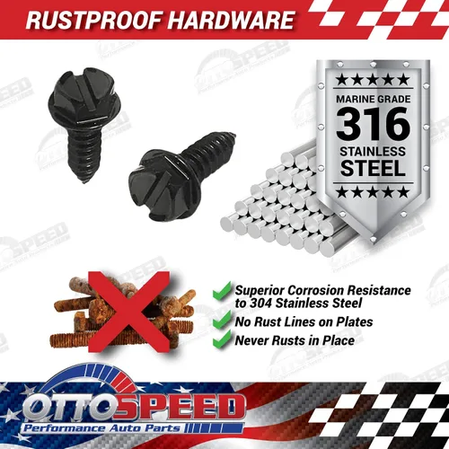 Miniatura 5 de OttoSpeed Kit de tornillos y tapas para matrícula, sujetadores de seguridad antirrobo con tapas de rosca para placas delanteras y traseras en Acero
