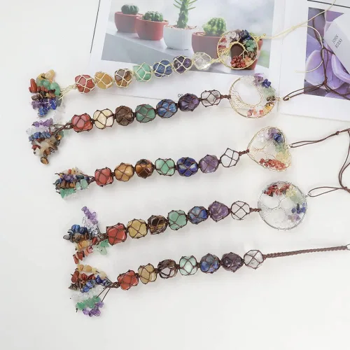 Miniatura 6 de Anjiucc Árbol de la vida de cristal curativo de 7 chakras para colgar en la pared, decoración de interiores, decoración de ventanas, meditación