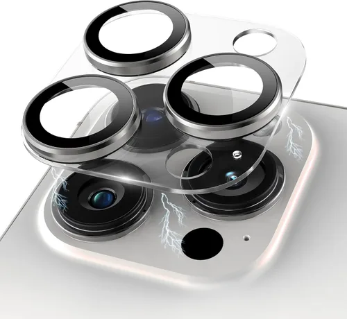 Miniatura 12 de Protector de lente de cámara con purpurina compatible con iPhone 15 Pro/iPhone 15 Pro Max, acrílico transparente más anillo de aleación de aluminio
