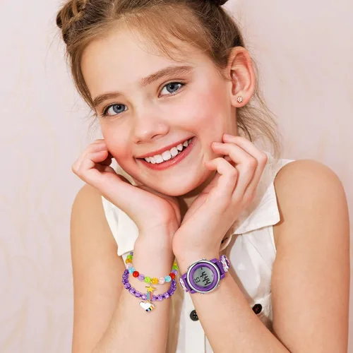 Miniatura 6 de 3 Pieces Kids Unicorn Watch and Unicorn Bracelet Waterproof Toddler Digital Watch Light Watch with Alarm Stopwatch Unicorn Christmas Valentine Day
