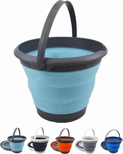 Miniatura 9 de SAMMART Cubo de plástico plegable de 8,5 L (2,2 galones) - Tina redonda plegable - Cubo de agua portátil para pesca - Maceta al aire libre que Gris