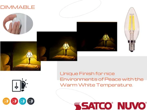 Miniatura 3 de Satco S29877 Bombilla de candelabro en acabado claro, transparente