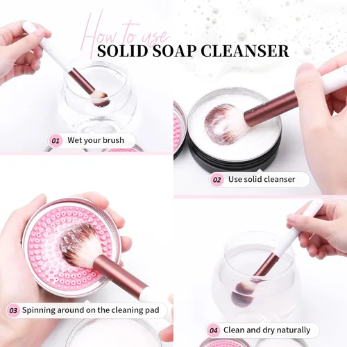 Miniatura 2 de DUcare Limpiador de brochas de maquillaje, brochas de maquillaje, limpiador de jabón sólido con eliminación de color, esponja de limpieza, limpiador