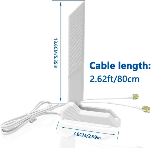 Miniatura 3 de ZAHARA Antena WiFi 6E de tres bandas RP-SMA de 2.4/5.8/6GHz para ASUS ROG Strix B550-F Gaming WiFi II/Prime B550-PLUS/ROG Strix B550-A B450-F B650-A