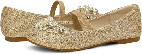 Miniatura 7 de DREAM PAIRS Zapatos de ballet planos con flores para niñas, Mary Jane, zapatos planos de bailarina para vestido de diariobodafiesta