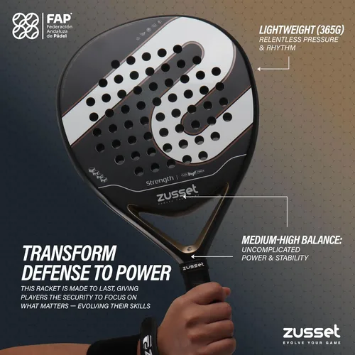 Miniatura 3 de Pala de Padel Strength 2025 Pala de Padel de forma redonda avanzada Balance medio de 12.87 oz para consistencia y precisión Cara de carbono