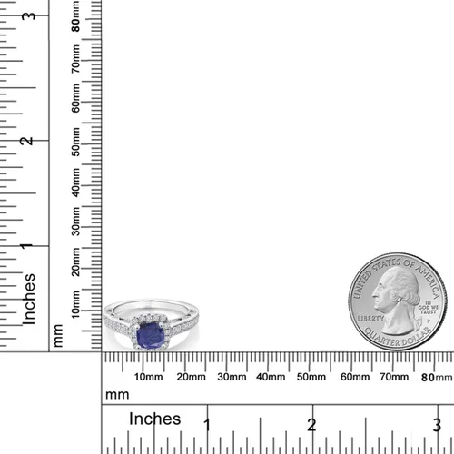 Miniatura 30 de Gem Stone King Anillo de compromiso de plata de ley 925 de 0.236 in con piedra natal y zafiro blanco creado con acento Anillo de compromiso