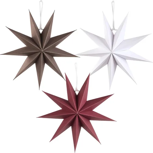 Miniatura 10 de SUNBEAUTY 5 linternas de papel natural de 9 puntas de 12 pulgadas, lámpara colgante de Navidad rústica, decoración de papel, boda, cumpleaños