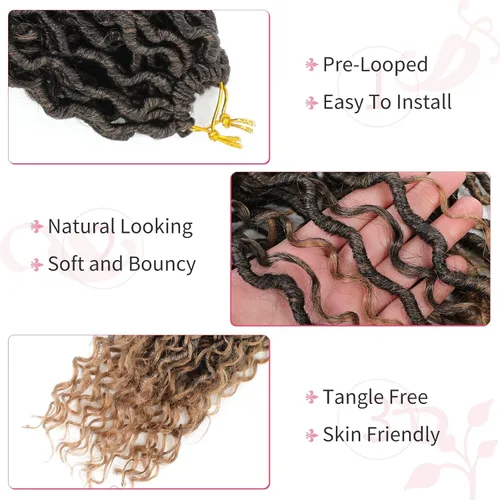 Miniatura 124 de Alicoco Goddess Locs Cabello de Ganchillo 12 Pulgadas 8 Paquetes Rastas Sintéticas de Ganchillo Para Mujeres Rastas Suaves Boho Pre-enrolladas River