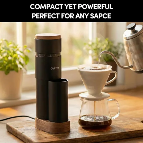 Miniatura 6 de Molinillo de café de rebabas, Wirsh Molino Eléctrico Portátil Geimori T38 Plus, Molinillo de espresso con rebaba cónica, Ajustes de molienda sin