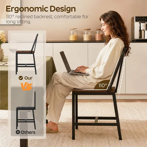 Miniatura 4 de YATINEY CY01L4BH - Juego de 4 sillas de comedor de madera, sillas de comedor de granja con soporte trasero, para sala de estar, cocina, nogal oscuro
