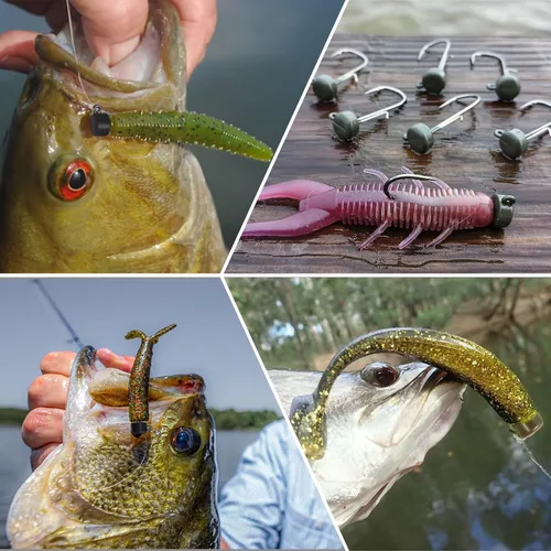Miniatura 5 de 8 cabezales de tungsteno Ned Rig con ganchos en diferentes tamaños, cabezas de plantilla de hongo para pesca de lubina con señuelos suaves Calabaza