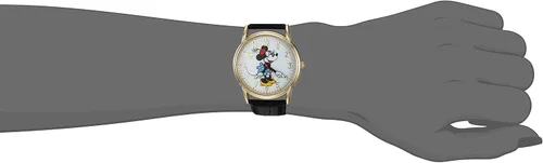 Miniatura 5 de Disney Minnie Mouse - Reloj clásico Cardiff con correa de piel de cuarzo analógico para adultos diseño de manos articuladas Negro