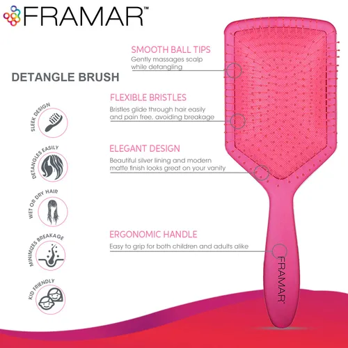 Miniatura 2 de FRAMAR Cepillo de pelo de paleta para mujeres, cepillo húmedo para cabello grueso, cepillos de cabello húmedo para mujeres, cepillo desenredante