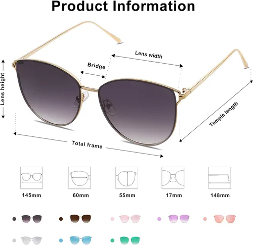 Miniatura 4 de SOJOS SJ1085 - Lentes de sol planos con espejo para mujer