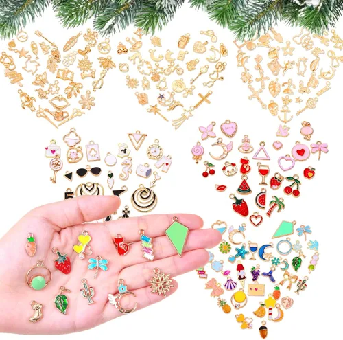 Miniatura 6 de 200 piezas de dijes para hacer joyas, surtidos al por mayor, dijes de metal mixto para pulseras y brazaletes para hacer joyas y manualidades
