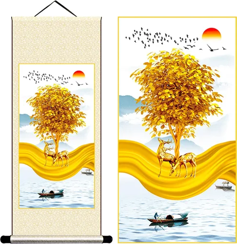 Miniatura 19 de Grace Art Pergamino de pared asiático, Yin acuático y yang