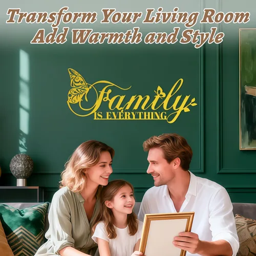 Miniatura 6 de Oppro Letreros Familiares Dorados de Metal Arte de Pared para Hogar, Letrero Moderno de Hierro Forjado con las Palabras "La Familia lo es Todo