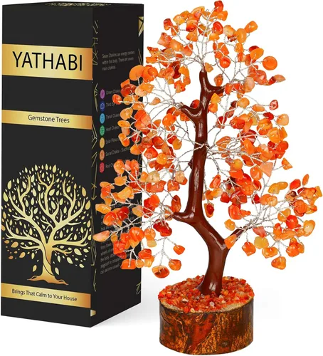 Miniatura 16 de YATHABI Escultura de gema de turmalina negra, árbol de cristal, decoración de Feng Shui, árbol de dinero de buena suerte