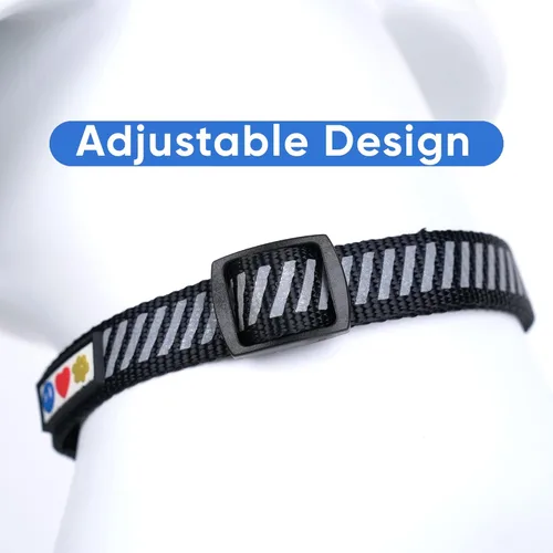 Miniatura 3 de Pawtitas Collar reflectante para perros y cachorros, collar de alta visibilidad con bandas reflectantes, collar ajustable para perro resistente