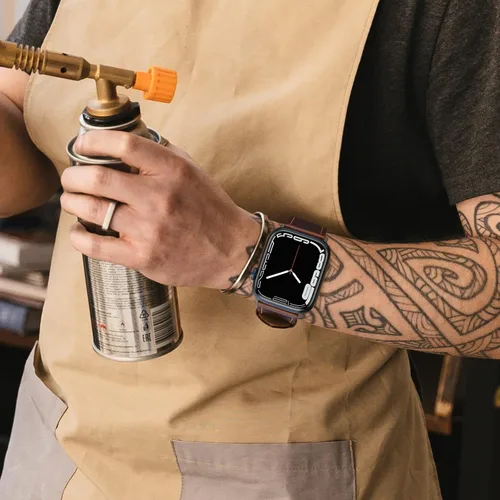Miniatura 7 de EDIMENS - Correas de cuero compatibles con Apple Watch de 1.81 pulgadas, 1.77 pulgadas, 1.73 pulgadas, 1.65 pulgadas (Serie 1 2 3) para hombre