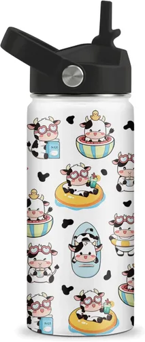 Miniatura 24 de Axolotl - Botella de agua de 12 onzas con tapa con pajilla, botella de agua de acero inoxidable con diseño de ajolotes para niñas, taza aislada