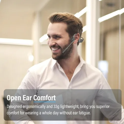 Miniatura 2 de SANOTO Auriculares de conducción ósea con micrófono, auriculares Bluetooth con micrófono con cancelación de ruido y silencio, auriculares