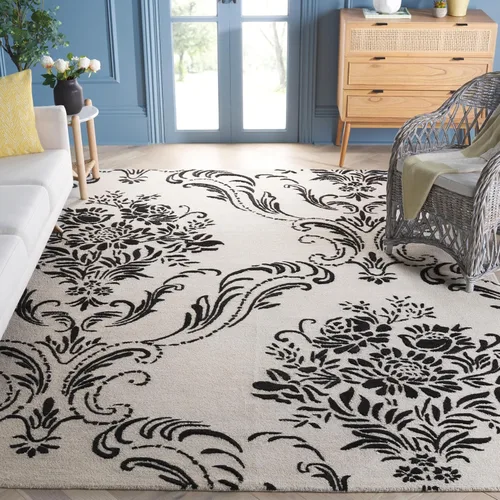 Miniatura 28 de SAFAVIEH Jardin Collection - Alfombra de área de 5 x 8 pies, color negro, lana hecha a mano, ideal para zonas de alto tráfico en sala de estar