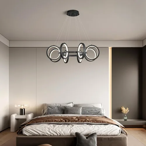 Miniatura 2 de Moderno candelabro LED regulable redondo, lámparas colgantes de 8 anillos, lámparas colgantes ajustables para cocina, isla, sala de estar, comedor