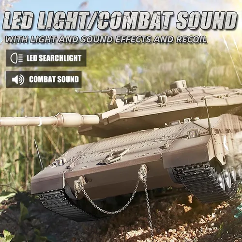 Miniatura 3 de BESTYMXY Tanque RC HengLong IDF MERKAVA MKIV, tanque de batalla principal Merkava 1:16 modelo MK4, vehículos de control remoto de 2.4 GHz con sonido