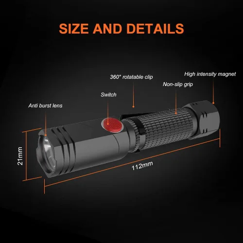 Miniatura 6 de NICRON B74T Linterna de luz roja, luz LED blanca recargable de 700 lúmenes con base magnética, clip, IP65 impermeable para camping, caminata