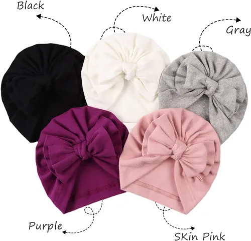 Miniatura 3 de Peecabe Gorro de hospital de algodón para recién nacido, gorro de bebé con lazo, para primavera, verano, 0-36 meses