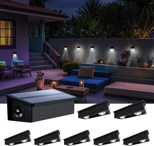 Miniatura 10 de Luces de Valla Solares Impermeables para Exteriores de 3 Lados LED para Pared y Paisajismo para Patio, Terraza, Patio, Barandilla, Garaje, Piscina