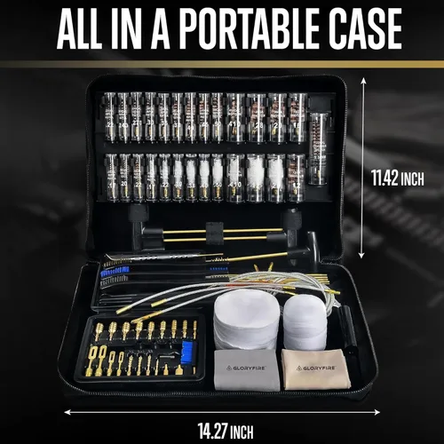 Miniatura 8 de GLORYFIRE Kit de limpieza de pistola, kit de limpieza de pistola para todas las pistolas con cepillos de latón de alta gama, trapeadores, jags
