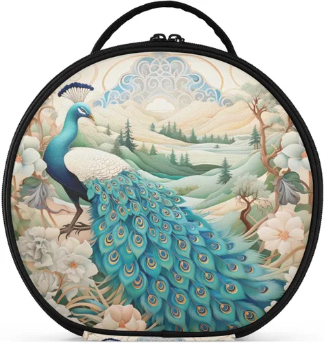 Miniatura 26 de senya Bolsa redonda para cosméticos, estuche de viaje para maquillaje, bolsa organizadora de maquillaje con divisores ajustables, portátil