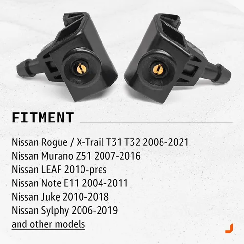 Miniatura 2 de Click&Fit Boquillas para limpiaparabrisas compatibles con Nissan Rogue 2008-2021, Murano Z51 2007-2016, Leaf 2010-2024, Juke Note – Los chorros