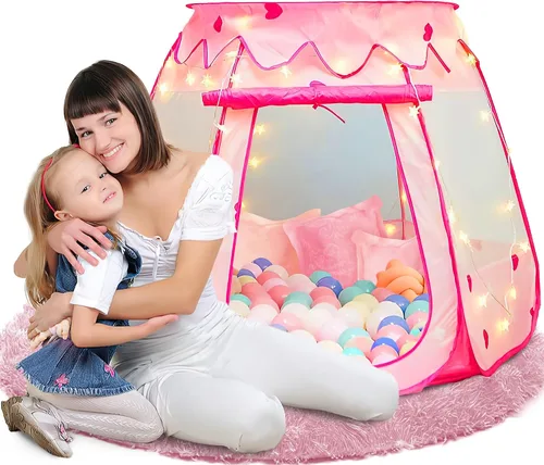 Princess Pop Up - Tienda de campaña y luces para niños, juguete para piscina de pelotas para niños, 48 x 36 pulgadas