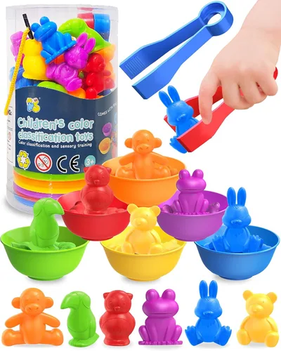 Oomloid Animales para Contar Juguetes Montessori para Niños de 3, 4, 5 Años, Niños y Niñas, Juguetes Educativos Sensoriales para Actividades de