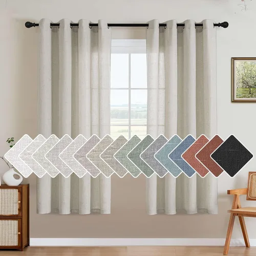 Miniatura 71 de H.VERSAILTEX Elegant - Cortinas texturizadas de lino natural mezclado con eficiencia energética, filtrado de luz, con ojales de níquel