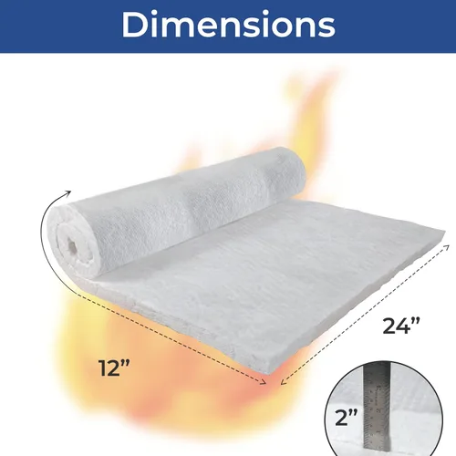 Miniatura 2 de Manta aislante de fibra de cerámica, 2 pulgadas de grosor x 12 x 24 pulgadas, densidad de 2400 °F 8#, deflector de aislamiento a prueba de fuego