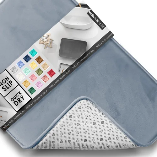 Miniatura 130 de Clara Clark tapete para baño, regadera o tina, de gomaespuma, negro, antiderrapante Azul claro